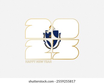 Abstract numbers 2025 with flag of Massachusetts. Vector illustration.