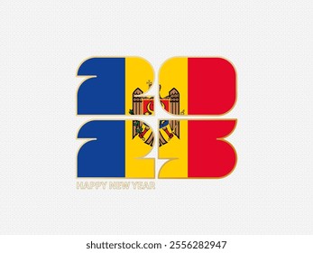 Abstract numbers 2025 with flag of Moldova. Vector illustration.