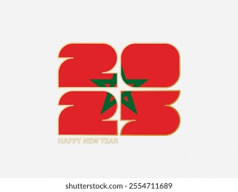 Abstract numbers 2025 with flag of Morocco. Vector illustration.