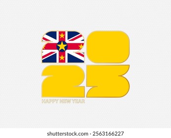 Abstract numbers 2025 with flag of Niue. Vector illustration.