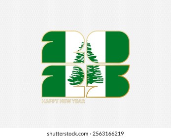 Abstract numbers 2025 with flag of Norfolk Island. Vector illustration.