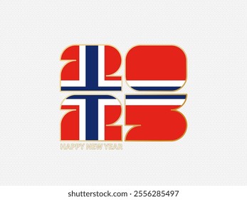 Abstract numbers 2025 with flag of Norway. Vector illustration.