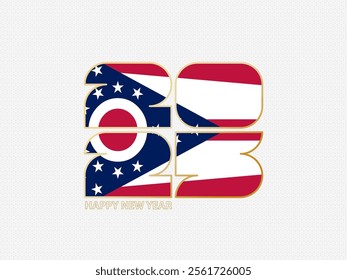 Abstract numbers 2025 with flag of Ohio. Vector illustration.