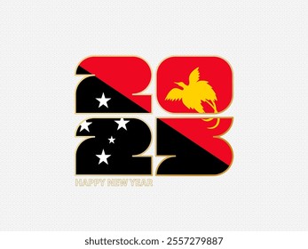 Abstract numbers 2025 with flag of Papua New Guinea. Vector illustration.