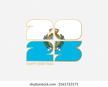 Abstract numbers 2025 with flag of San Marino. Vector illustration.