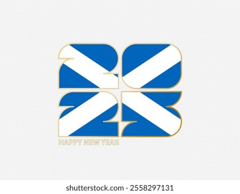 Abstract numbers 2025 with flag of Scotland. Vector illustration.