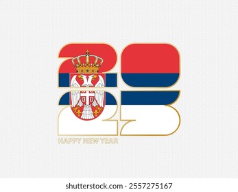 Abstract numbers 2025 with flag of Serbia. Vector illustration.