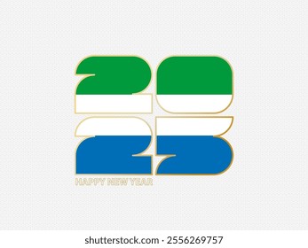 Abstract numbers 2025 with flag of Sierra Leone. Vector illustration.