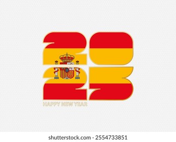 Abstract numbers 2025 with flag of Spain. Vector illustration.
