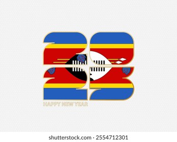 Abstract numbers 2025 with flag of Swaziland. Vector illustration.