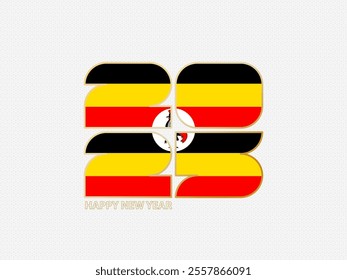 Abstract numbers 2025 with flag of Uganda. Vector illustration.