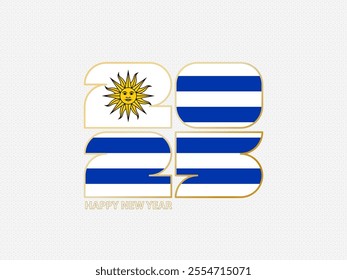 Abstract numbers 2025 with flag of Uruguay. Vector illustration.