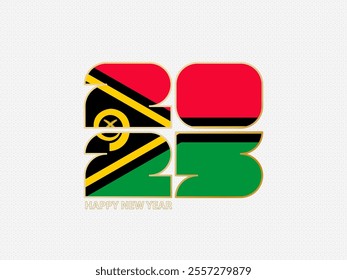 Abstract numbers 2025 with flag of Vanuatu. Vector illustration.