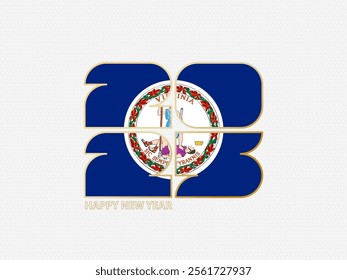 Abstract numbers 2025 with flag of Virginia. Vector illustration.