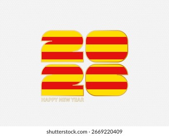 Números abstratos 2026 com bandeira da Catalunha. Ilustração vetorial.