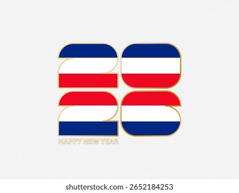 Números abstratos 2026 com bandeira da Costa Rica. Ilustração vetorial.