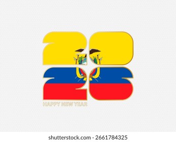 Abstract numbers 2026 with flag of Ecuador. Vector illustration.