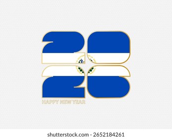 Números abstratos 2026 com bandeira de El Salvador. Ilustração vetorial.
