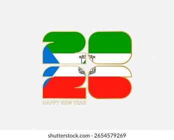 Abstract numbers 2026 with flag of Equatorial Guinea. Vector illustration.