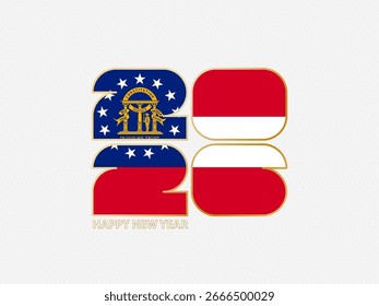 Abstract numbers 2026 with flag of Georgia. Vector illustration.