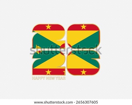Abstract numbers 2026 with flag of Grenada. Vector illustration.
