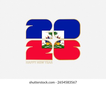 Abstract numbers 2026 with flag of Haiti. Vector illustration.