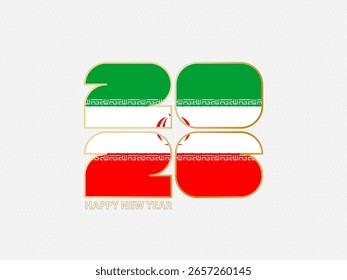 Abstract numbers 2026 with flag of Iran. Vector illustration.