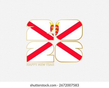 Números Abstractas 2026 con bandera de Jersey. Ilustración vectorial.