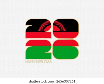 Abstrakte Zahlen 2026 mit der Flagge von Malawi. Vektorgrafik.