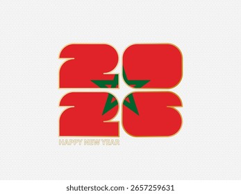Abstract numbers 2026 with flag of Morocco. Vector illustration.