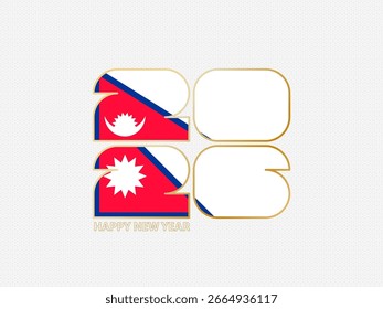 Abstract numbers 2026 with flag of Nepal. Vector illustration.