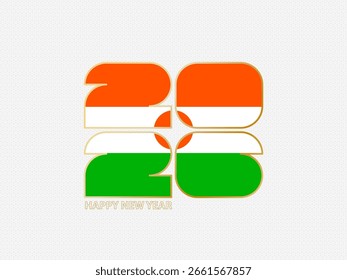 Abstrakte Zahlen 2026 mit der Flagge von Niger. Vektorgrafik.