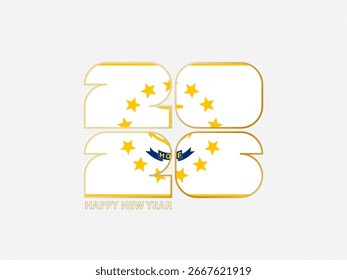Abstract numbers 2026 with flag of Rhode Island. Vector illustration.