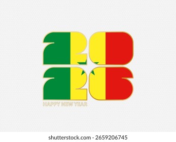 Abstract numbers 2026 with flag of Senegal. Vector illustration.