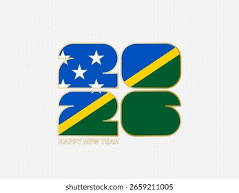 Números Abstractas 2026 con bandera de las Islas Salomón. Ilustración vectorial.