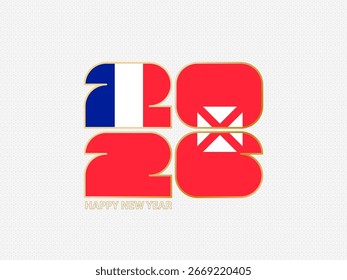 Abstract numbers 2026 with flag of Wallis and Futuna. Vector illustration.