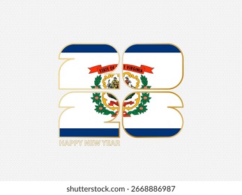 Números abstratos 2026 com bandeira da Virgínia Ocidental. Ilustração vetorial.