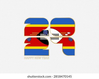 Abstract numbers 2027 with flag of Swaziland. Vector illustration.