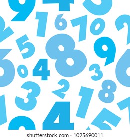 Abstract Numbers blue Seamless on white background, wallpaper, Vector illustration