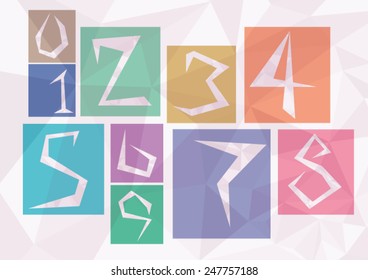 Abstract numbers colorful polygon vector sign. 
