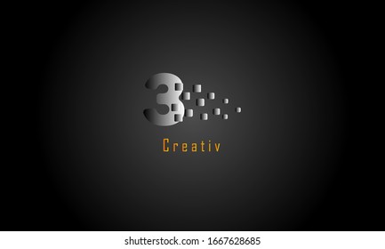 Abstract numbers logo | Free Vector. NO 3 logo (Number three)