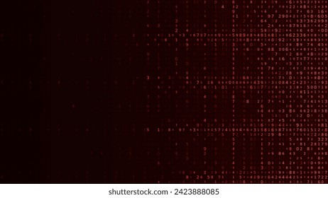 Abstract Numbers Matrix Background. Binary Computer Machine Code. Coding Programming Hacker Concept. Computer Science or Network Security Education Vector Background Illustration.