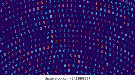 Abstract Numbers Matrix Background. Binary Computer Machine Code. Coding Programming Hacker Concept. Computer Science or Network Security Education Vector Background Illustration.
