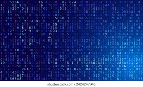 Abstract Numbers Matrix Background. Binary Computer Machine Code. Coding Programming Hacker Concept. Computer Science or Network Security Education Vector Background Illustration.