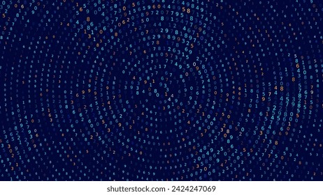 Abstract Numbers Matrix Background. Binary Computer Machine Code. Coding Programming Hacker Concept. Computer Science or Network Security Education Vector Background Illustration.