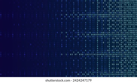 Fondo de matriz de números abstractos. Código binario de la máquina. Concepto de hackers de programación de codificación. Ilustración de fondo del vector de educación en ciencias de la computación o seguridad de la red.