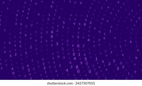 Abstract Numbers Matrix Background. Binary Computer Machine Code. Coding Programming Hacker Concept. Computer Science or Network Security Education Vector Background Illustration.