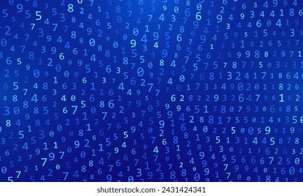 Abstract Numbers Matrix Background. Binary Computer Machine Code. Coding Programming Hacker Concept. Computer Science or Network Security Education Vector Background Illustration.