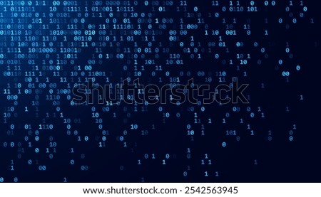 Abstract Numbers Matrix Background. Binary Computer Machine Code. Coding Programming Hacker Concept. Computer Science or Network Security Education Vector Background Illustration.
