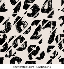 abstract numbers, seamless grungy background pattern,vector illustration